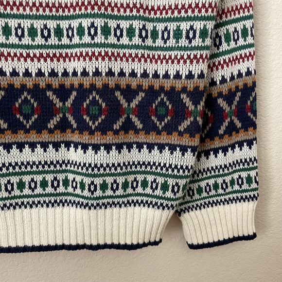 Vintage Sears Sweater Mens Medium Fair Isle Nordic Fisherman 90s Christmas Xmas - Picture 6 of 11